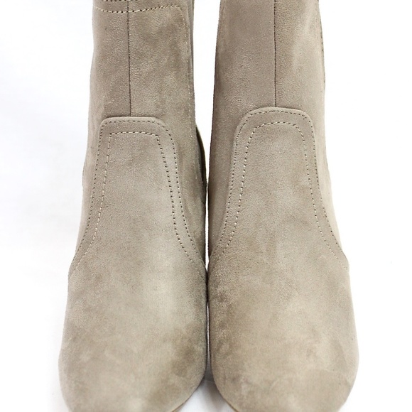 Round Toe Suede Clear Perspex Lucite Heel Bootie - Picture 3 of 5